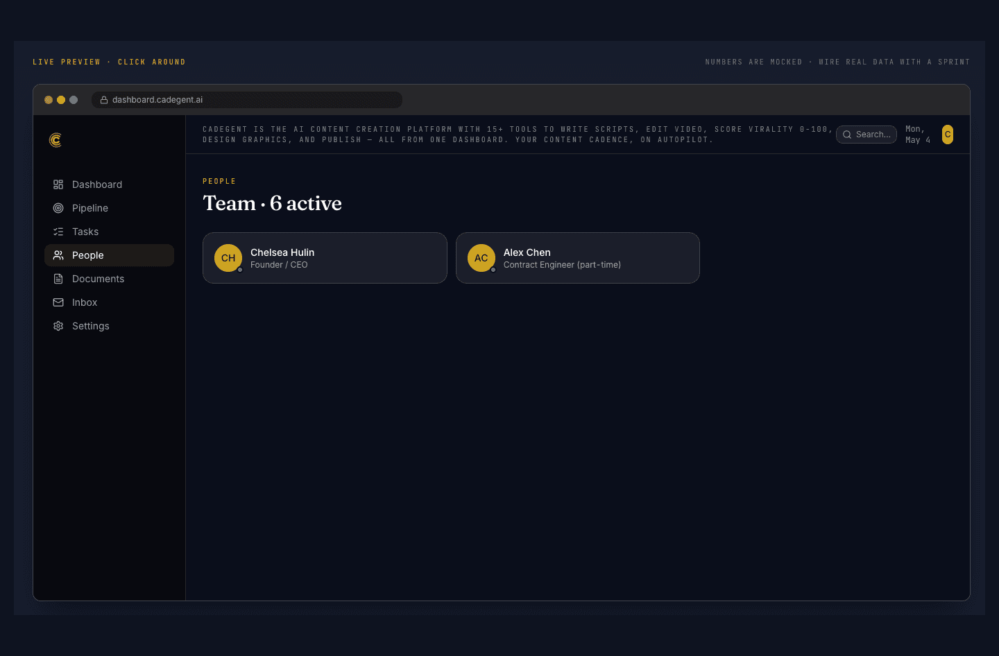 People view — active team members
